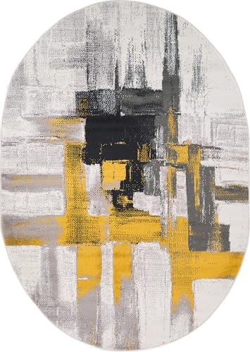 Tapete Oval Abstracto Moderno Gold 5x7 Pies miniatura 2