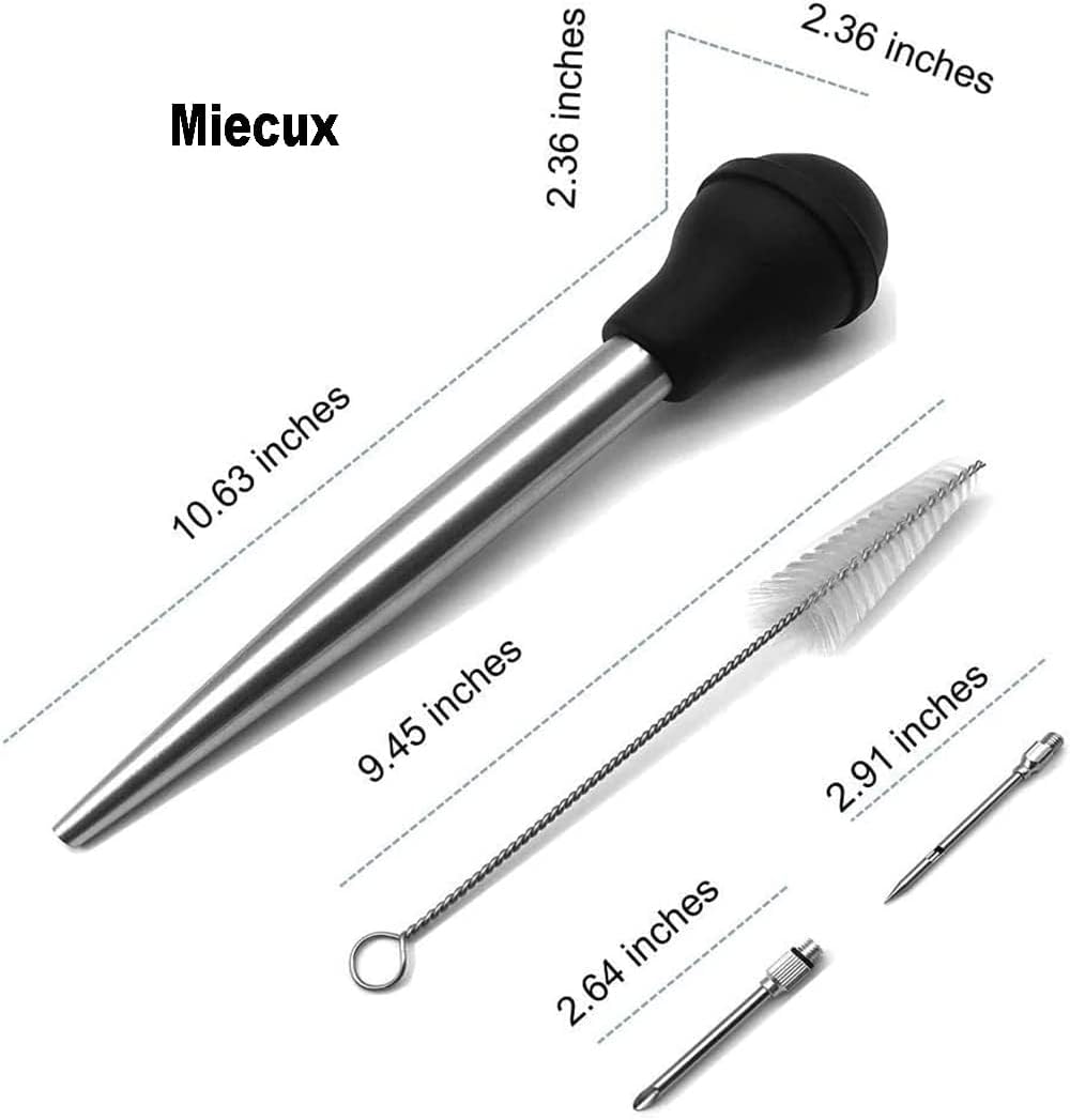 Turkey Baster, Professional Turkey Baster Syringe for Cooking with Cleaning Brush and Marinade Tools, Stainless Steel Turkey Baster for Oiling and Marinating Turkey, Beef, Pork, Fish