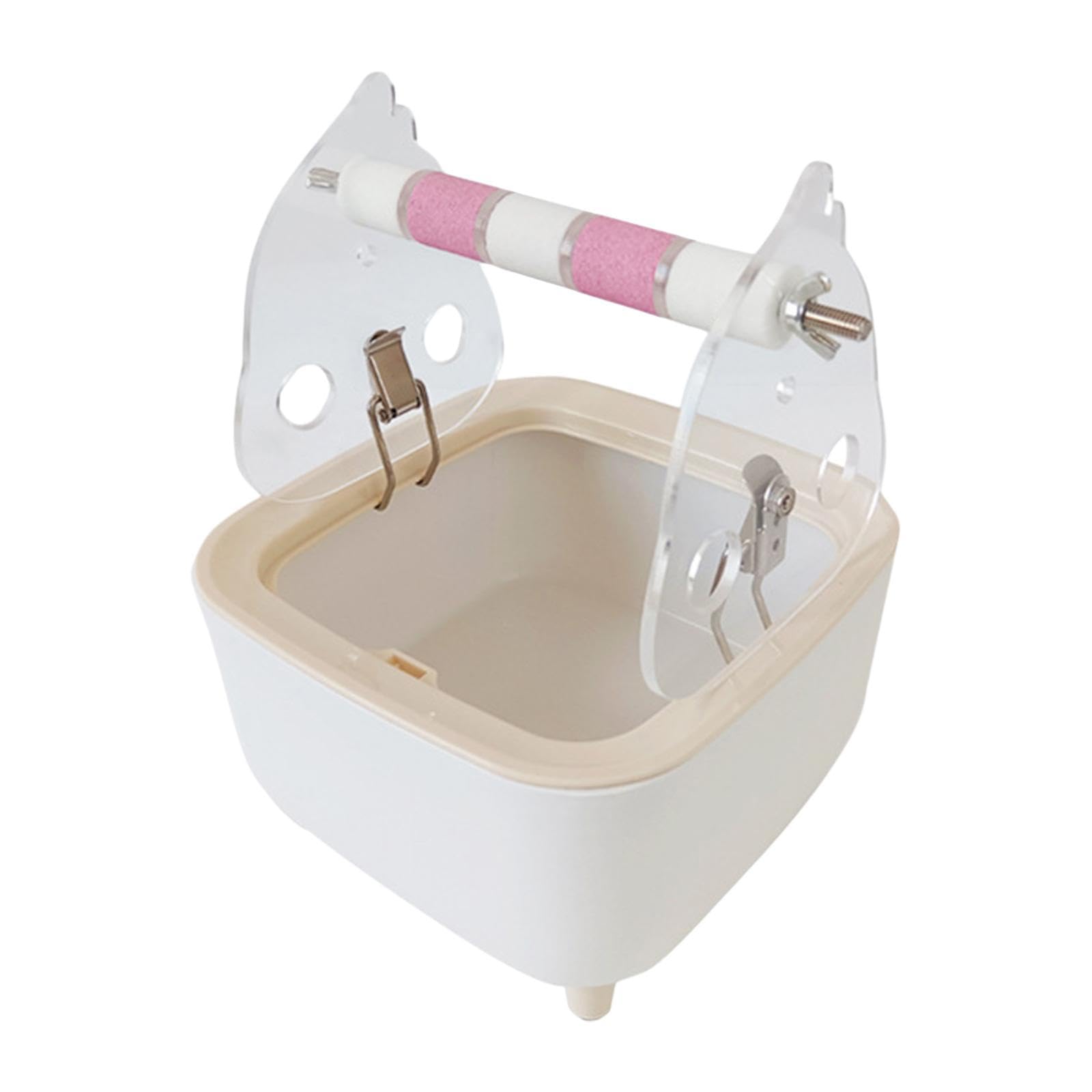 Support de Toilette pour Perroquet, Perchoir, Station de Nettoyage des Déjections, Poubelle en Acrylique, Station D'entraînement de Table avec MEU, Rose