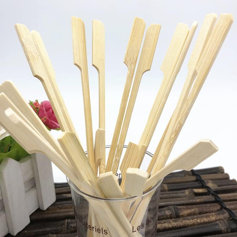 Miniatura 2 de 100 palillos de bambú para aperitivos de alimentos, palillos de dientes anchos y planos de madera de bambú para cócteles, malvaviscos, frutas,