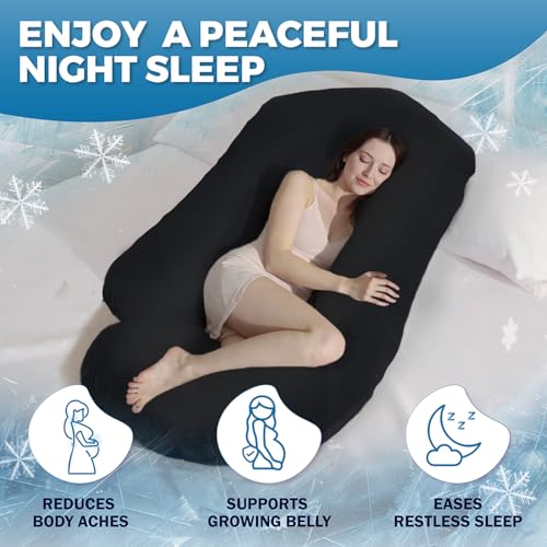 Image of Pregnancy Pillows for Sleeping - 57-Inch Maternity Pillow for Pregnant Women with Removable Washable Cover - Support for Back, Belly, Neck, Legs, & Hips - V C U Shaped Full Body Pillow