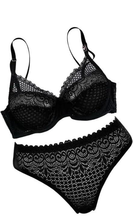 Women's Lace Push-Up Bra and Panty Set, Padded Net Bikini Lingerie, Bridal Honeymoon Collection Pack of 1-image-23