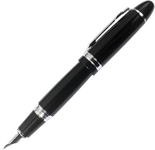 Miniatura 1 de Gullor Pluma estilográfica Heavy Big Calligraphy 159, borde plateado, punta doblada, color negro