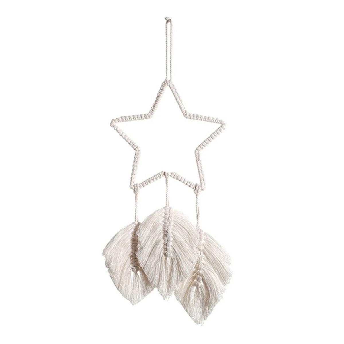 Wind Chime White Star Macrame Wall Hanging Woven Boho Tapestry Chic Home Decoration Bohemian Handmade Leaf Windchime
