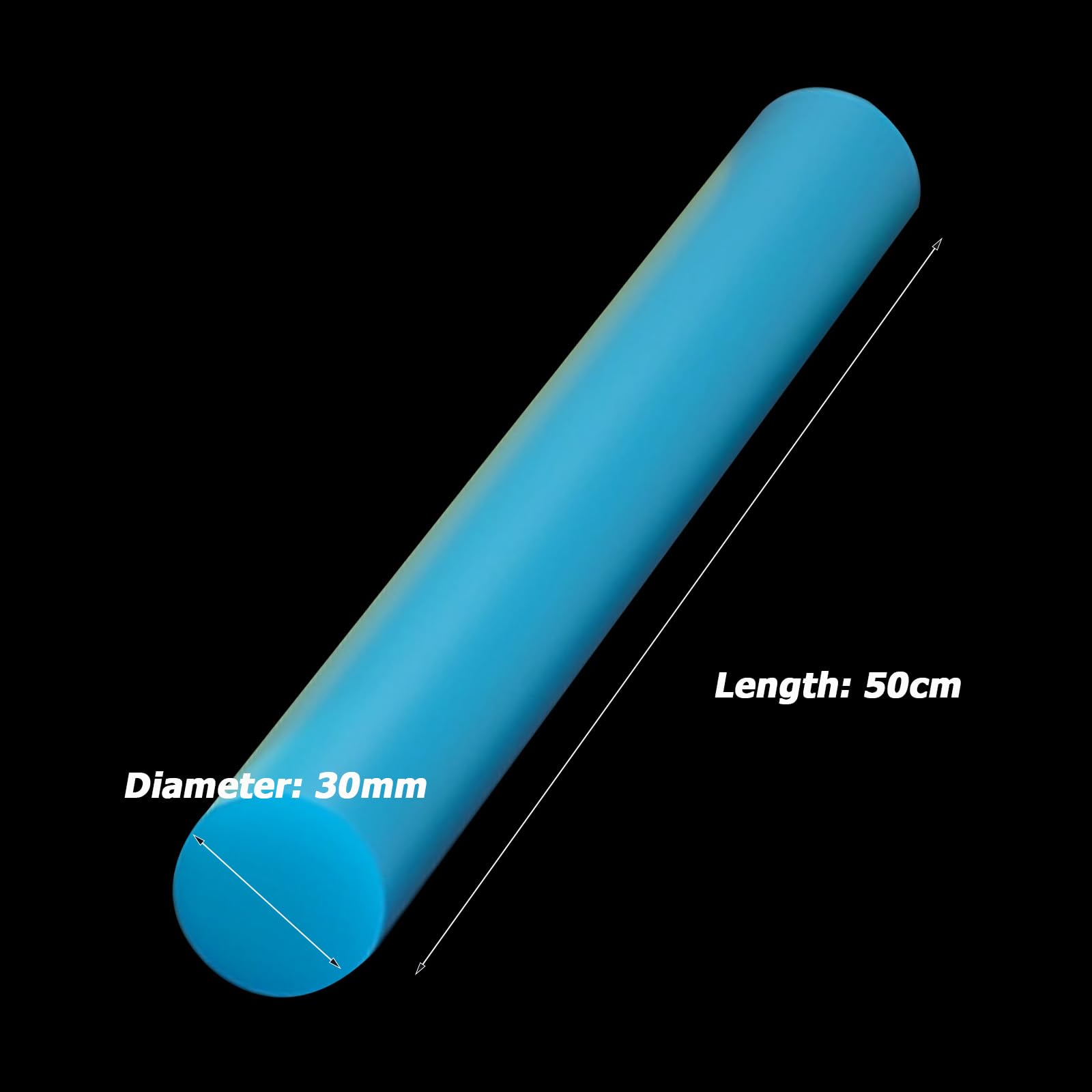 Asta in poliuretano, solida plastica ABS, diametro 20-45 mm x lunghezza 500 mm, asta in gomma versatile per fai da te, artigianato e uso industriale, materiale durevole e flessibile