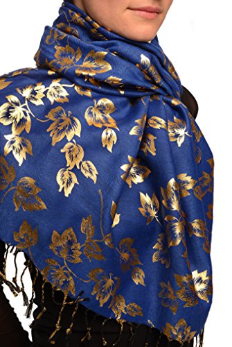 Pashmina bleu persan à franges idéal pour vos soirées fraîches - 3