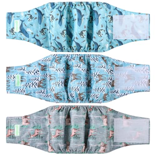 Image of wegreeco Washable Male Dog Belly Band (Stylish Pattern) - Pack of 3 - Dog Diapers Male - Washable Male Dog Belly Wrap (Dolphins, X-Large)