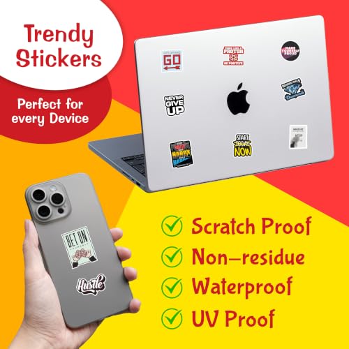 Image of CodersParadise Motivational & Inspirational Vinyl Stickers for Laptop, Water Bottle, Notebook, Phone Case - Waterproof, Self-Adhesive & Residue-Free Positive Quote Decals for Teens, Kids (Pack of 58)
