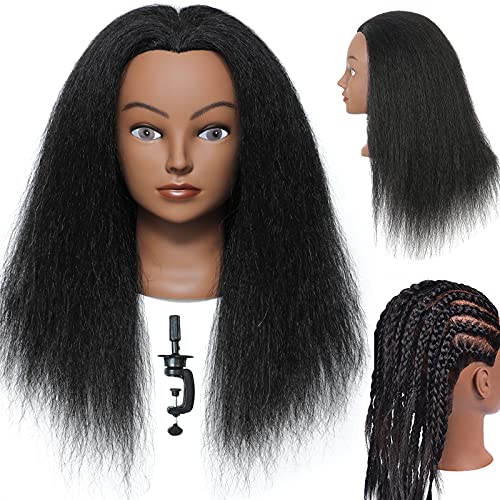 Mannequin Head with Human Hair Manikin Head 14 inch 100% Real Hair Doll Head for Hair Styling Salon Training Head Cosmetology Braiding Practice Mannequin Manikin Head Hairdresser (14 inch)
