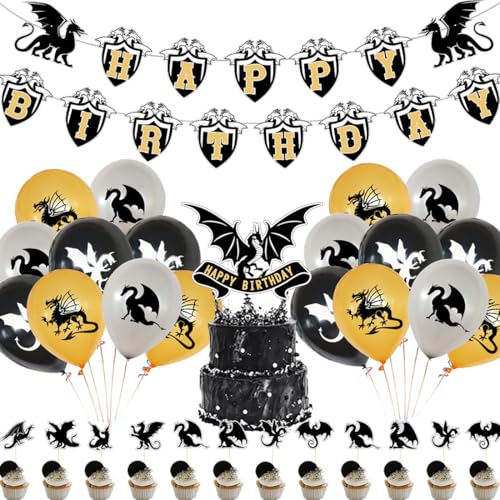 Drachen Geburtstag Deko,Doyomtoy 32 Stück Dragon Luftballon Tortendeko...