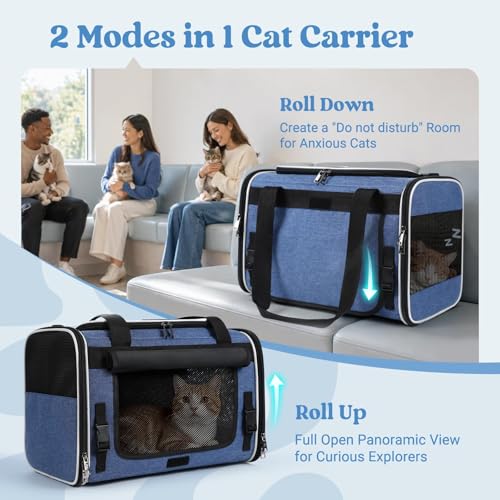Image of rabbitgoo Cat Carrier Soft with Rollable Flap, Travel Safe for Car Airline