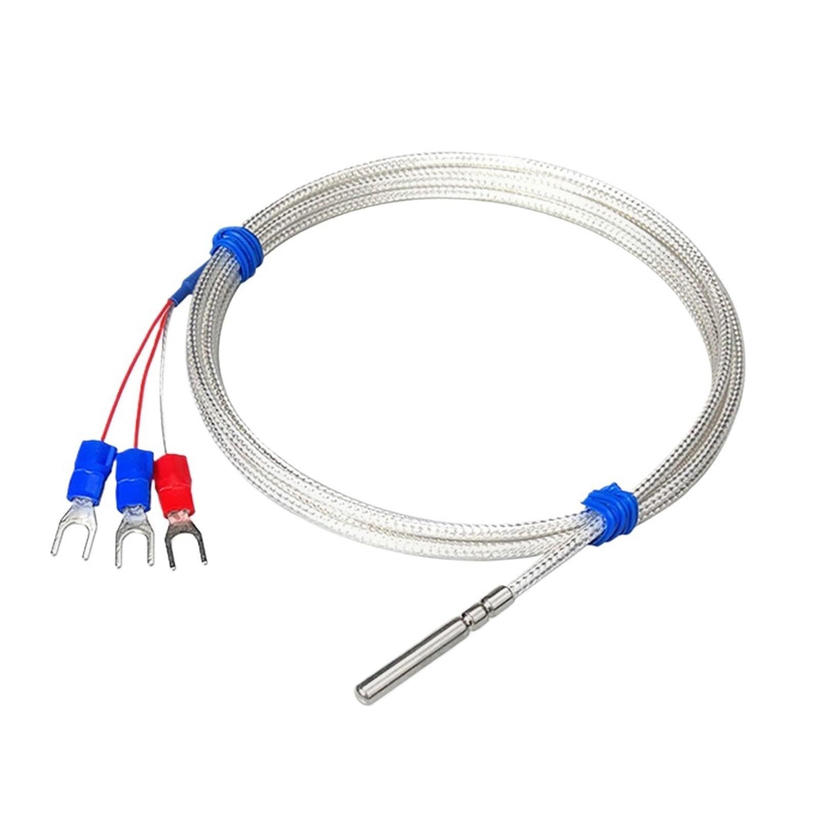 JJKKOZVQF 1PCS PT100 Temperature Sensor Stainless Steel Thermocouple with 0.5/1/2/3/4/5M Cable Temperature sensing waterproof(PT100 Type 5M)