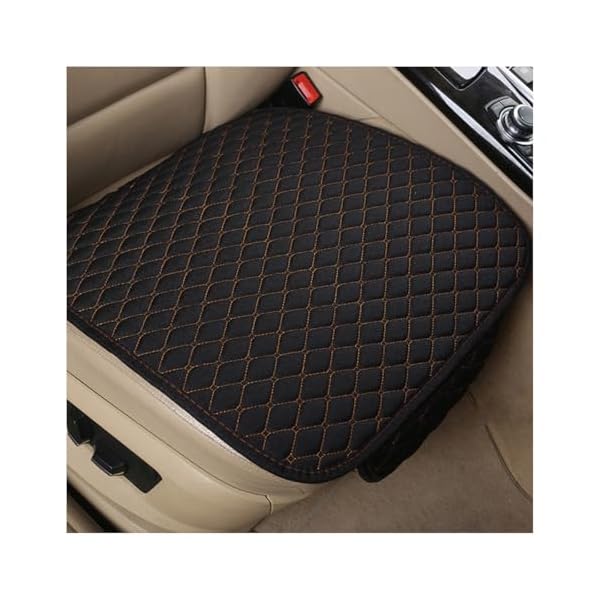 DUSCOKE Car Seat Cover, Linen Front Seat Bottom Protector with Storage Pocket, Breathable Comfort Car Cushion Pad, Universal Automotive Interior Accessories for Most Vehicles (Gold)