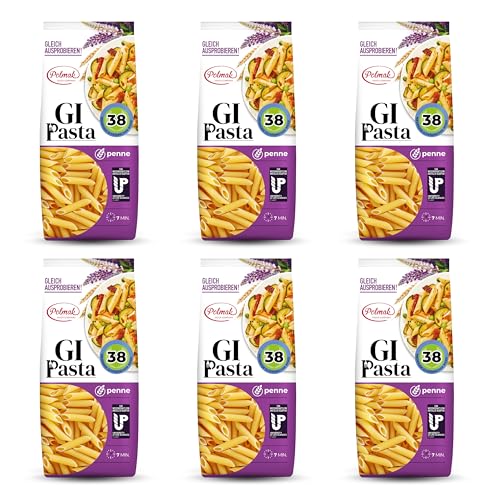 Penne Nudeln für Diabetiker & Low Carb | Hergestellt aus Hartweizen | Low-Carb-Diät | Glykämischer Index 38 (6er pack)