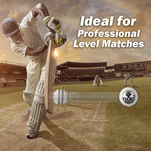 Image of Vicky Challenger White Cricket Ball Constructed with Alumtanned Large Thick Leather Suits Every Balling Style Ideal for Professional Use- 4 Pcs (Pack of 1)