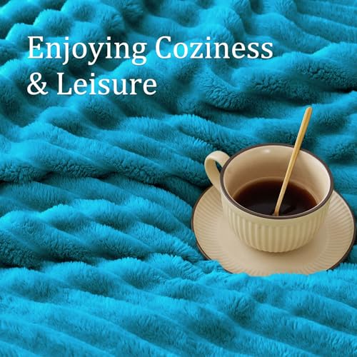 Image of BEDELITE Ribbed Twin Blanket for Couch & Bed, Teal, 60 inchx80 inch | Ultra-Soft Plush Fleece, Cozy, Warm Yet Lightweight, Ribbed Texture, Home Decor, Machine Washable, Giftable, All-Season Use