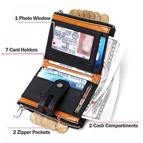 Image of boshiho Genuine Leather Bifold Chain Wallet for Men RFID Blocking