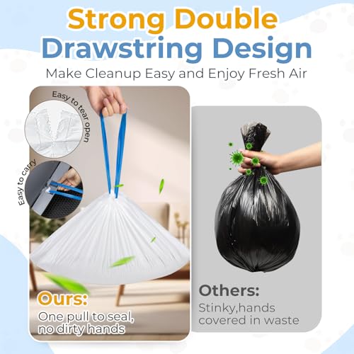 Image of 120 Pack Cat Litter Bags Liners for Neakas M1 and Pet Pivot Autoscooper 11 /12 Open-Top Self-Cleaning Cat Litter Box, Heavy Duty 3 Mil Drawstring Leak-Proof Replaced Waste Bags, 27.17 inch x 13 inch (120)