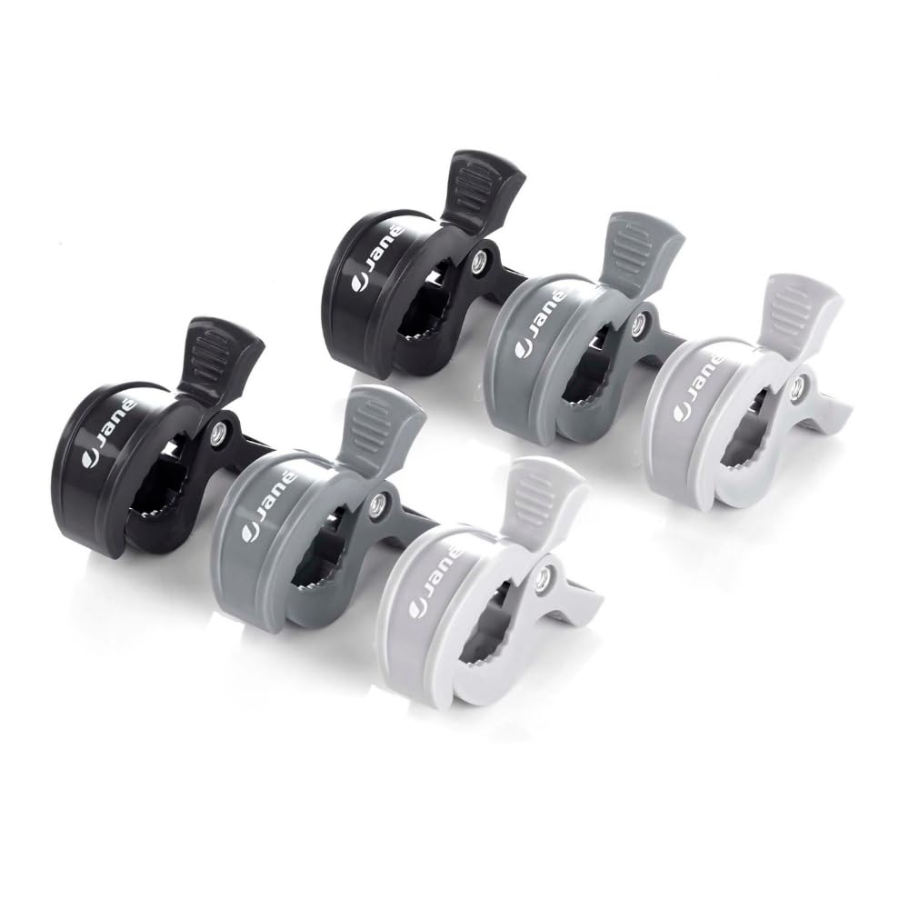 Jané Clip Passeggino Set 6 Pezzi, Pinze Universali Apertura 5,5 cm, Presa Forte per Mussole, Coperte e Giochi