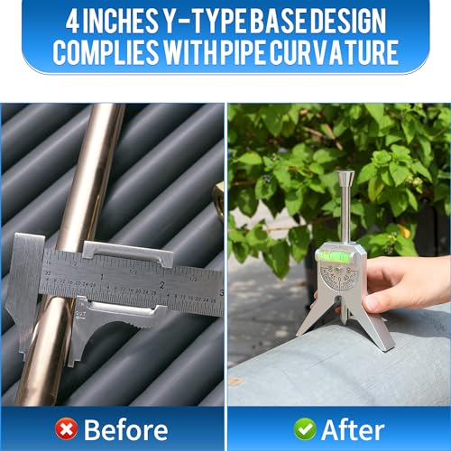 Pipe Center Finder, Magnetic Centering Head Tool to Measure Pipe Diameter 0.5" to 4", Y-Shape Design with Adjustable Dial Bubble Protractor for Pipefitters & Plumbers(sliver) - Image 5