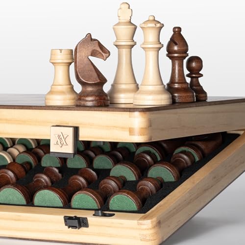 A&A 15" Magnetic Wooden Chess Set, Handmade 3" King Height Chess Pieces with 2 Extra Queen, Portable Travel Chess Set, Chess Game Sets - image 9