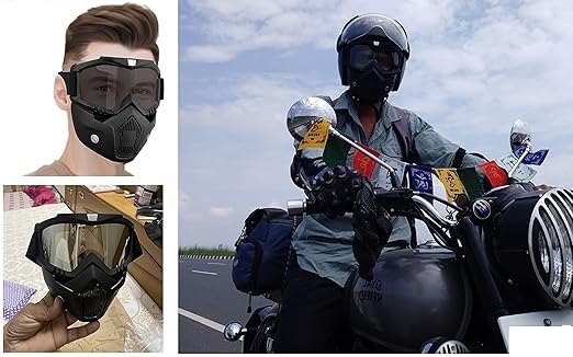 SYMKARD Protective Goggle Mask, UV Protection, Detachable Filter, Foam-Padded Shield for Cycling and Off-Road Riding, Black 2