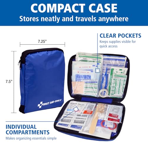 First Aid Only 298 Piece All-Purpose Emergency First Aid Kit for Home, Office, Car, Apartment, Dorm, and Camping, Travel-Friendly Compact Pouch Fits in Backpacks, Suitcases, Cabinets, and Drawers - Image 6