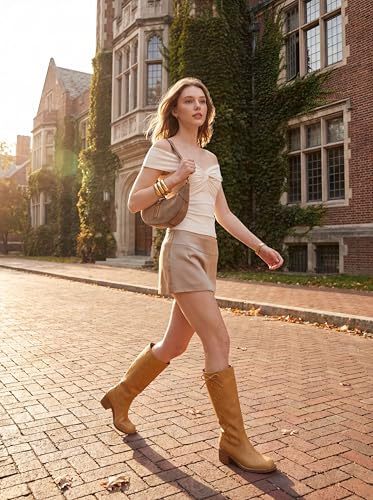 Image of Adolilove Mid Calf Boots for Women Chunky Block Low Heel Square Toe Comfortable Casual Trendy Stylish Boots