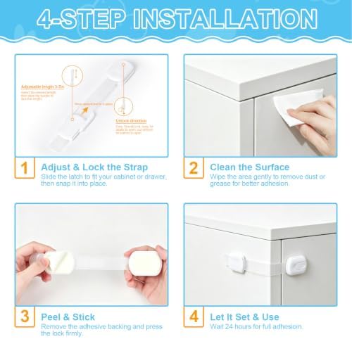 10 Pack Cabinet Locks Baby Proofing, Multi-Purpose Child Safety Locks — 사진 5