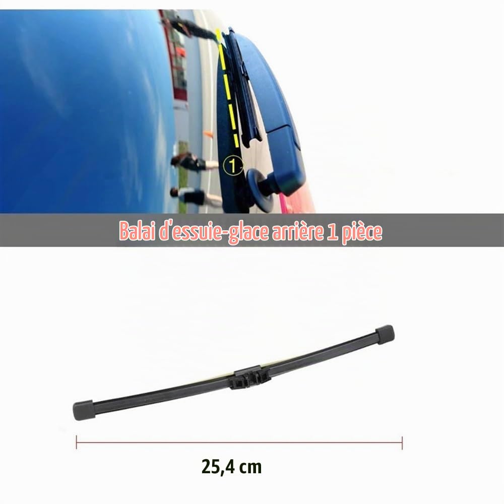 Balais d'essuie-glace avant et arrière compatible avec Renault Clio 4 2012-2019 pare-brise pare-brise fenêtre avant 26"+14"+10" 2015 2016 2017 2018