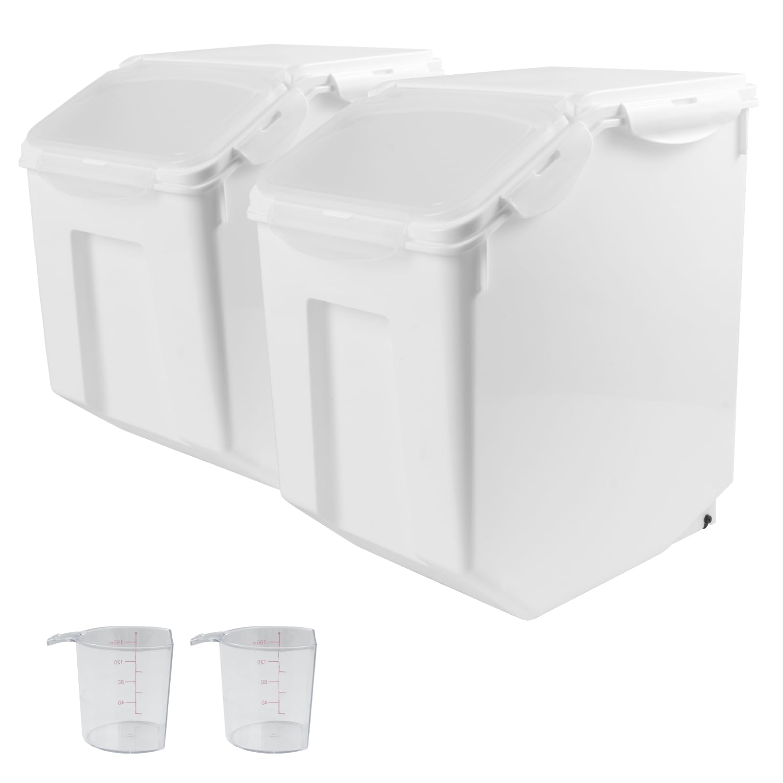 2 Pack Dog Food Storage Container, 15LBS Large Pet Storage Bins with 2-Cup Food Scoop, Moisture-Proof, Dog Treat Containers with Wheels for Dog Cat Dry Food, Rice Pantry Cereal and Baking Supplies