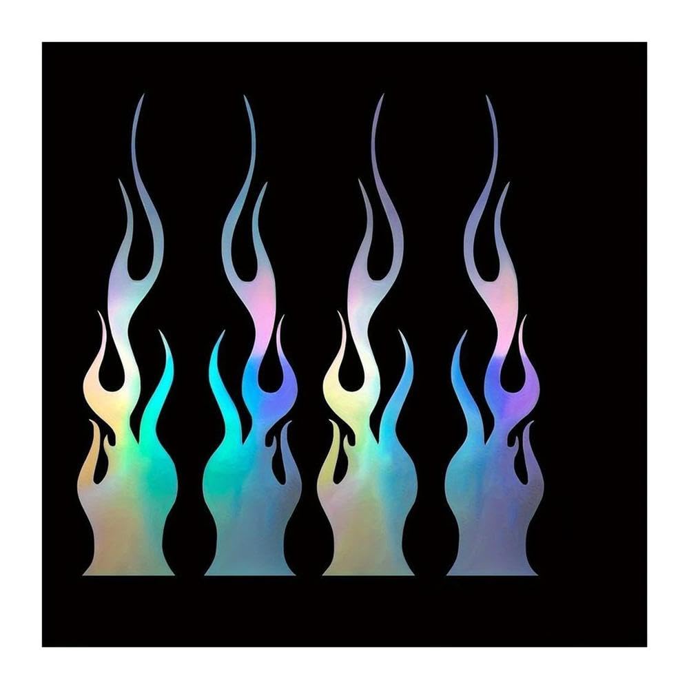 4Pcs Flame Reflective Sticker Racing Style Vinyl Stripe Decal for Car Motorcycle Daily Decor(4PCS-Laser)