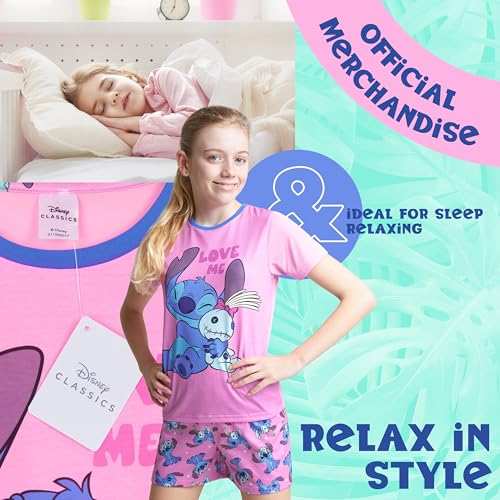 Disney Stitch Girls Short Pajama Set, Soft Breathable Lounge Wear - Stitch Gifts for Girls4