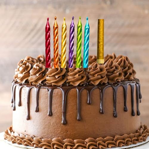 Image of Wanna Party Birthday Candle with Vibrant Assorted Multicolor Spiral Swirl Candle -Perfect for Parties, Cake Decorations & Celebrations-Set of 7