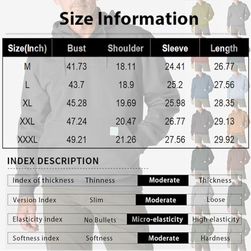 Big and Tall Hoodies for Men Oversized Fleece Quarter Zip Pullover Long Sleeve Plain Hooded Sweatshirt with Pockets4