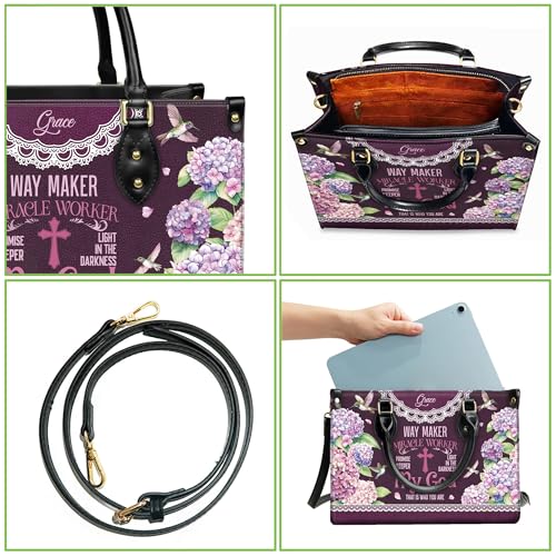 Personalized Leather Handbag for Women, Custom Name Church Bag, Christian Gifts, Christmas Gifts for God Lovers 6