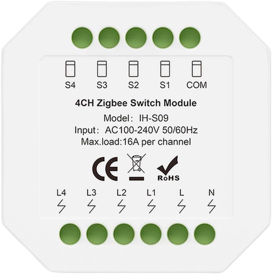4-Channel WiFi Smart Switch Module, AC100-240V 16A Load for Tuya Smart Home Remote Control for Zigbee Hub Appliances Centralised Management(2-Channel for ZigBee)