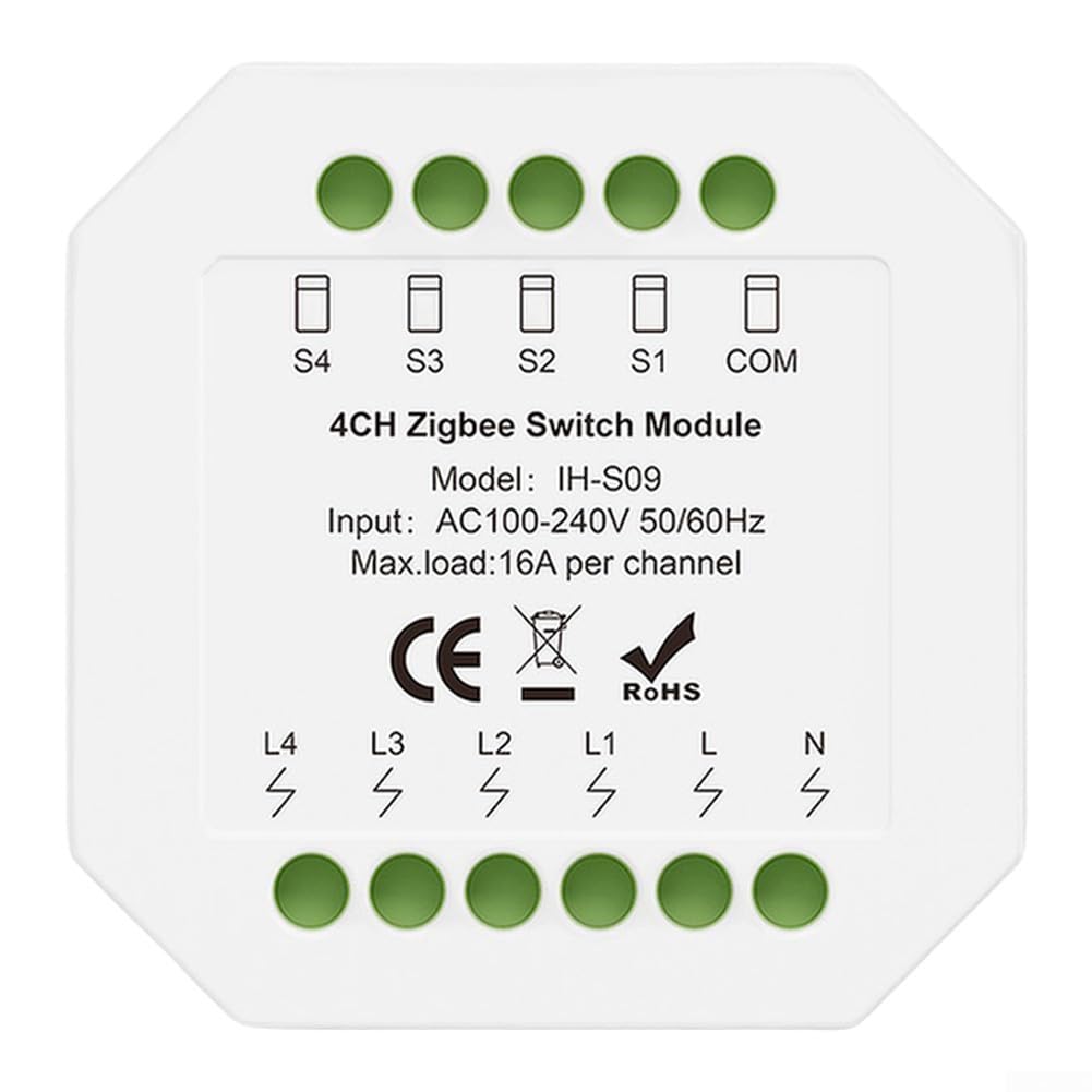 4-Channel WiFi Smart Switch Module, AC100-240V 16A Load for Tuya Smart Home Remote Control for Zigbee Hub Appliances Centralised Management(2-Channel for ZigBee)