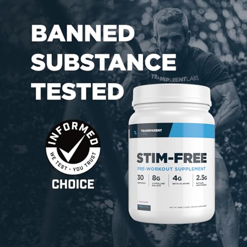 Image of Transparent Labs Stim-Free Pre-Workout - Caffeine & Stim Free Pre Workout Powder for Men and Women with Beta Alanine Powder, Citrulline Malate, & elevATP - 30 Servings, Blue Raspberry