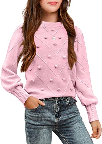 Image of Arshiner Kid Girls Crew Neck Lantern Sleeve Sweater Cute Jumper Top Pullover Outwear 5-13 Years