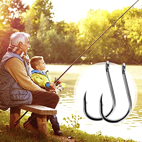 300 Pcs Angelhaken Set Kohlenstoffstahl Angelhaken 10 Größen Angelhaken mit Widerhaken Fisch-Haken Angelzubehör Set mit… – Bild 8