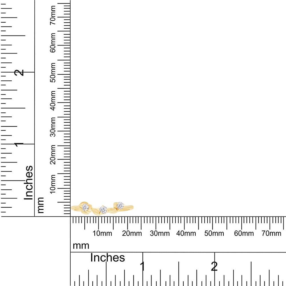 SAVEARTH DIAMONDS Leaf Design, 1/10 Carat Round Cut Moissanite Lab Created Diamond Art Deco Wedding Band Enhancer Ring In 14k Gold Over Sterling Silver Jewelry For Women (0.10 Cttw)