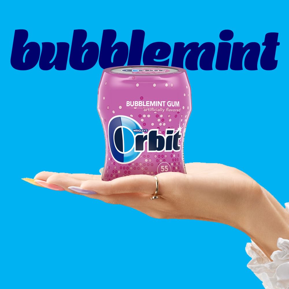 Orbit White Bubblemint Sugarfree Gum, 55 piece bottles (Pack of 4)