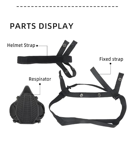 ACEXIER Tactical Respirator Face Mask Half-mask Filter Replaceable Anti-Dust Mask Upgraded for Shooting Hunting Airsoft Accessories (Black)