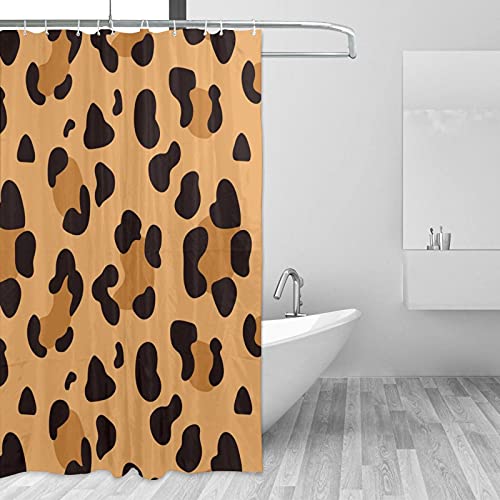 Rideau de douche extra long motif léopard jaune et marron 183 x 183 cm Cover