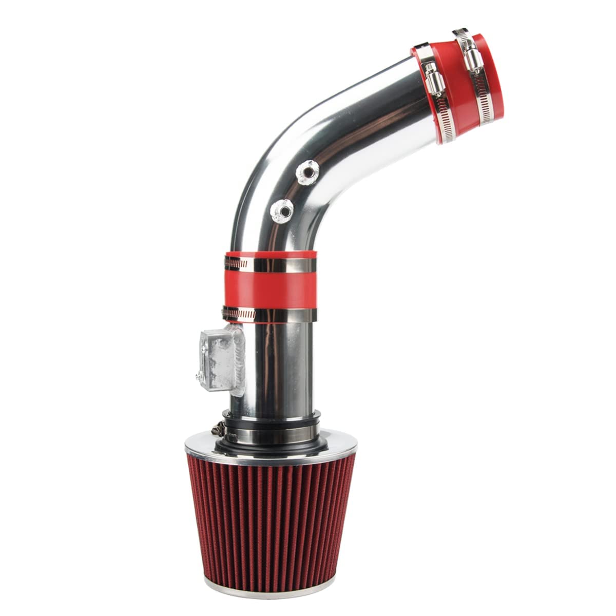 Admisión de aire frío para Accord 04-07, kits de sistema de filtros de admisión de aire frío para Accord 2004 2005 2006 2007 2.4L, aluminio pulido de alto flujo de 2.75 pulgadas (rojo)