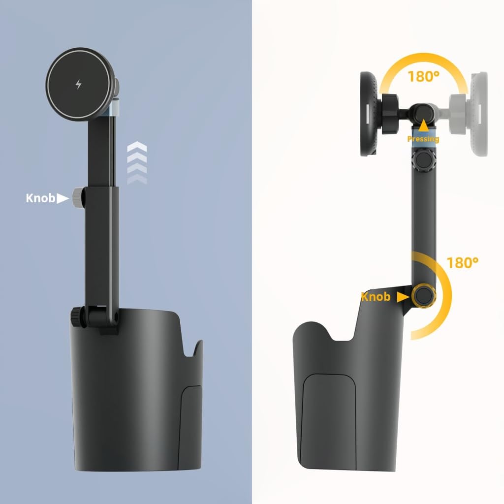 Supporto magnetico del supporto di tazza di plastica dell'automobile con i caricatori rapidi 15W regolabile in altezza per il telefono cellulare