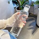 500ml Water Bottle with Reusable Time Tags Plastic Outdoor Sports Drink Bottle (Clear)