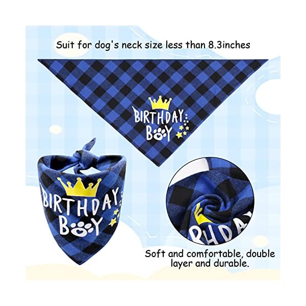 Dog birthday party supplies, boy dog birthday bandana set with cute dog bow tie, crown hat with numbers for small medium large dogs, blue dog birthday outfit (blue) - image 5