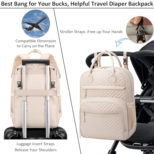 Image of Tenot Diaper Bag Backpack Tote for Women Large Capacity, Baby Bag with Insulated Pockets Multifunctional Diaper Bags For Baby Girl Boy Waterproof Baby Bags For Boys Girls Maternity Bag Beige